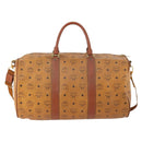 MCM Logogram Vicetos Boston Bag PVC 2way Brown Gold Auth 172221-2