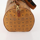 MCM Logogram Vicetos Boston Bag PVC 2way Brown Gold Auth 172221-3