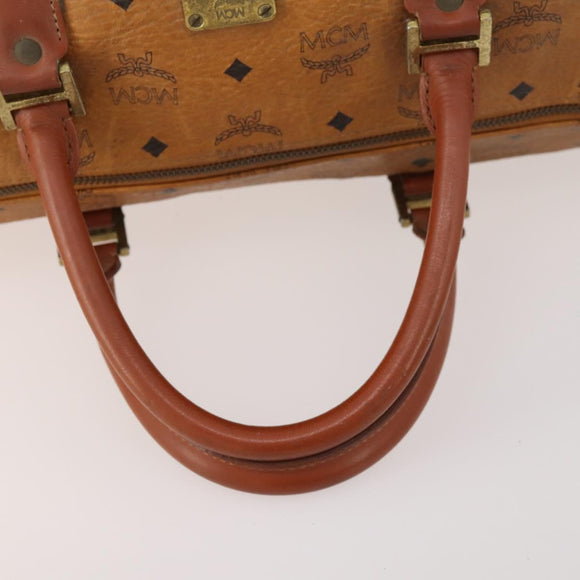 MCM Logogram Vicetos Boston Bag PVC 2way Brown Gold Auth 172221