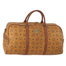 MCM Logogram Vicetos Boston Bag PVC 2way Brown Gold Auth 172222-1