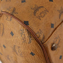 MCM Logogram Vicetos Boston Bag PVC 2way Brown Gold Auth 172222-12