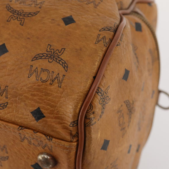 MCM Logogram Vicetos Boston Bag PVC 2way Brown Gold Auth 172222