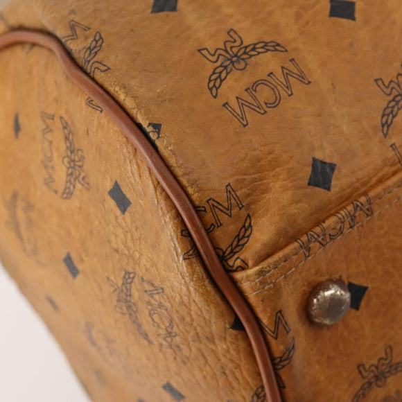 MCM Logogram Vicetos Boston Bag PVC 2way Brown Gold Auth 172222