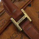 MCM Logogram Vicetos Boston Bag PVC 2way Brown Gold Auth 172222-15