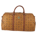 MCM Logogram Vicetos Boston Bag PVC 2way Brown Gold Auth 172222-2