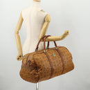 MCM Logogram Vicetos Boston Bag PVC 2way Brown Gold Auth 172222-25