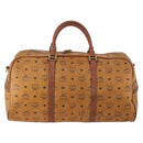 MCM Logogram Vicetos Boston Bag PVC 2way Brown Gold Auth 172222-3