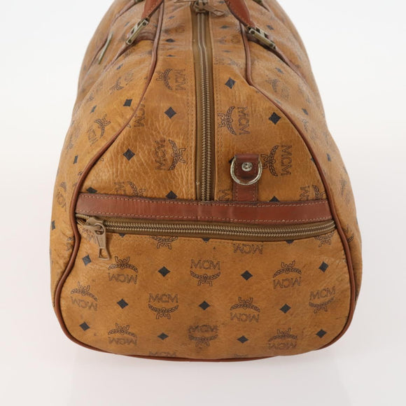 MCM Logogram Vicetos Boston Bag PVC 2way Brown Gold Auth 172222