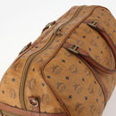 MCM Logogram Vicetos Boston Bag PVC 2way Brown Gold Auth 172222-6