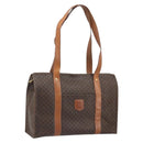 CELINE Macadam Canvas Tote Bag PVC Leather Brown Gold Auth 172223-1