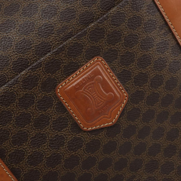 CELINE Macadam Canvas Tote Bag PVC Leather Brown Gold Auth 172223