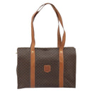 CELINE Macadam Canvas Tote Bag PVC Leather Brown Gold Auth 172223-13