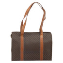CELINE Macadam Canvas Tote Bag PVC Leather Brown Gold Auth 172223-2