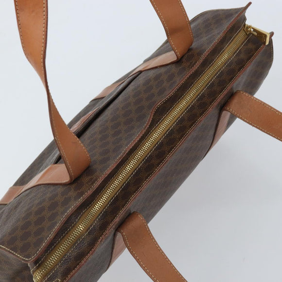CELINE Macadam Canvas Tote Bag PVC Leather Brown Gold Auth 172223