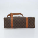CELINE Macadam Canvas Tote Bag PVC Leather Brown Gold Auth 172223-5