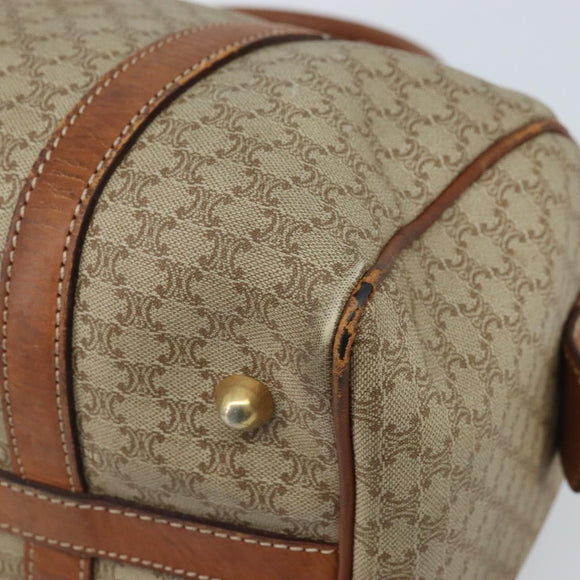 CELINE Macadam Canvas Hand Bag PVC Leather Beige Gold Auth 172224