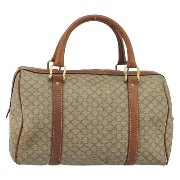 CELINE Macadam Canvas Hand Bag PVC Leather Beige Gold Auth 172224