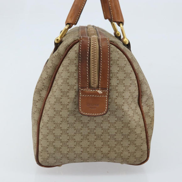 CELINE Macadam Canvas Hand Bag PVC Leather Beige Gold Auth 172224