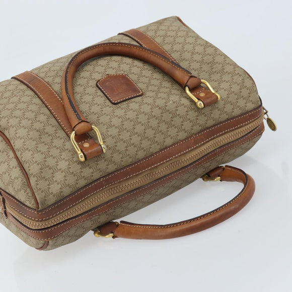 CELINE Macadam Canvas Hand Bag PVC Leather Beige Gold Auth 172224