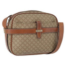 CELINE Macadam Canvas Shoulder Bag PVC Leather Beige Gold Auth 172225-1