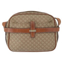 CELINE Macadam Canvas Shoulder Bag PVC Leather Beige Gold Auth 172225-13