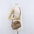 CELINE Macadam Canvas Shoulder Bag PVC Leather Beige Gold Auth 172225-24