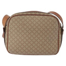CELINE Macadam Canvas Shoulder Bag PVC Leather Beige Gold Auth 172225-2