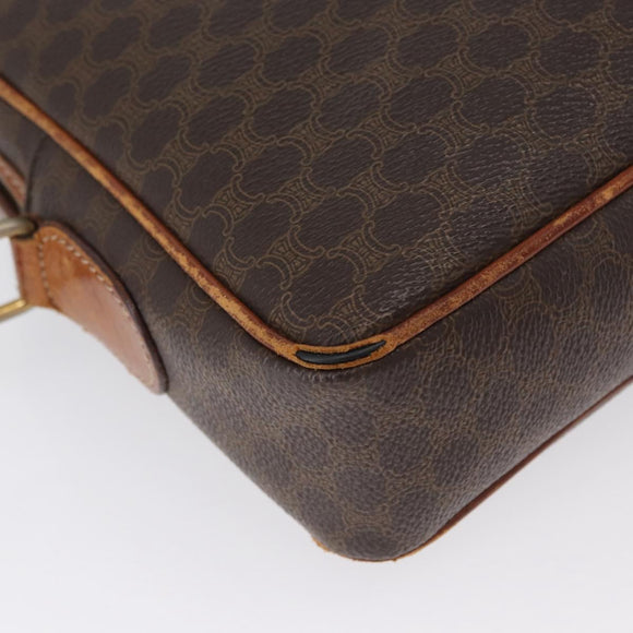 CELINE Macadam Canvas Shoulder Bag PVC Leather Brown Gold Auth 172226