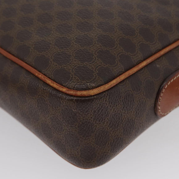 CELINE Macadam Canvas Shoulder Bag PVC Leather Brown Gold Auth 172226
