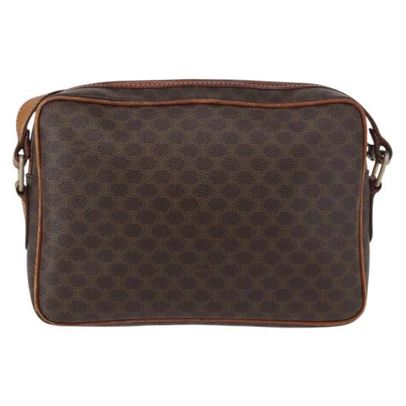 CELINE Macadam Canvas Shoulder Bag PVC Leather Brown Gold Auth 172226