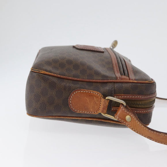 CELINE Macadam Canvas Shoulder Bag PVC Leather Brown Gold Auth 172226