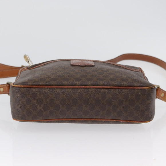 CELINE Macadam Canvas Shoulder Bag PVC Leather Brown Gold Auth 172226