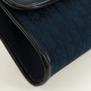 Christian Dior Chain Trotter Canvas Shoulder Bag Navy Gold Auth 172233V-10