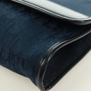 Christian Dior Chain Trotter Canvas Shoulder Bag Navy Gold Auth 172233V-11