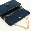 Christian Dior Chain Trotter Canvas Shoulder Bag Navy Gold Auth 172233V-15