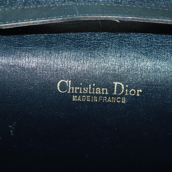 Christian Dior Chain Trotter Canvas Shoulder Bag Navy Gold Auth 172233V