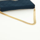 Christian Dior Chain Trotter Canvas Shoulder Bag Navy Gold Auth 172233V-7