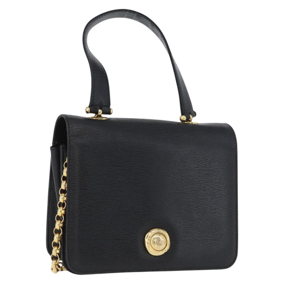 Chloe Chain Shoulder Bag Leather Black Gold Auth 172236