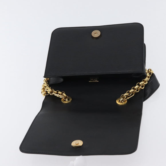 Chloe Chain Shoulder Bag Leather Black Gold Auth 172236