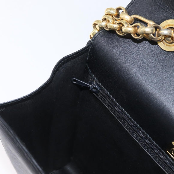 Chloe Chain Shoulder Bag Leather Black Gold Auth 172236