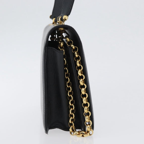 Chloe Chain Shoulder Bag Leather Black Gold Auth 172236