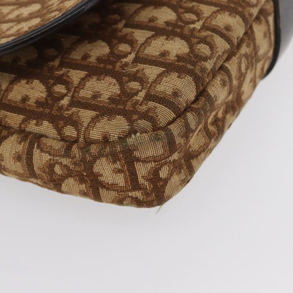 Christian Dior Trotter Canvas Schultertasche Braun Gold Auth 172238