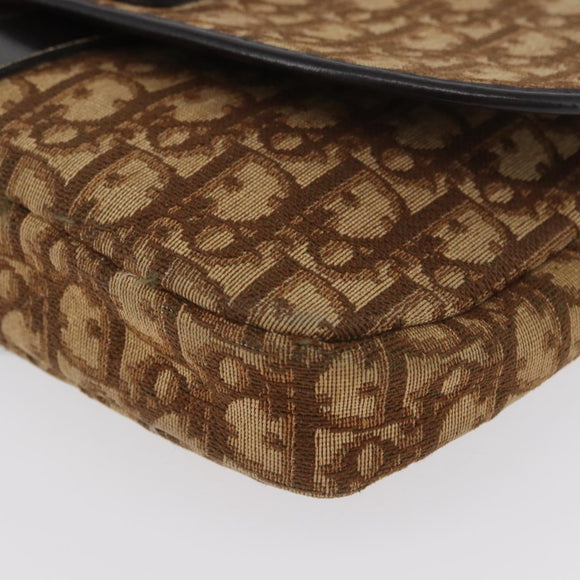 Christian Dior Trotter Canvas Schultertasche Braun Gold Auth 172238