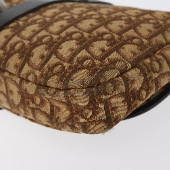 Christian Dior Trotter Canvas Schultertasche Braun Gold Auth 172238