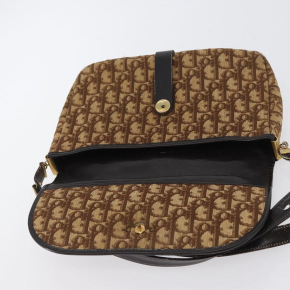 Christian Dior Trotter Canvas Schultertasche Braun Gold Auth 172238