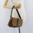 Christian Dior Trotter Canvas Shoulder Bag Brown Gold Auth 172238-21