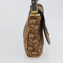 Christian Dior Trotter Canvas Schultertasche Braun Gold Auth 172238-5