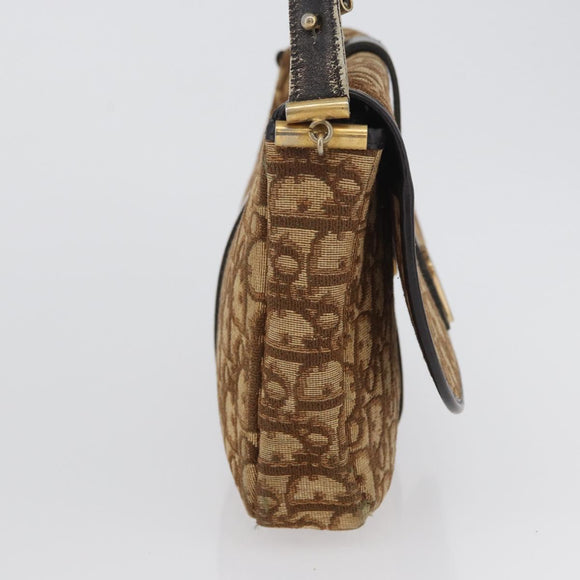 Christian Dior Trotter Canvas Schultertasche Braun Gold Auth 172238