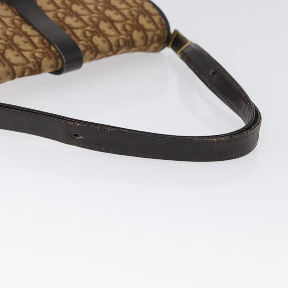 Christian Dior Trotter Canvas Schultertasche Braun Gold Auth 172238