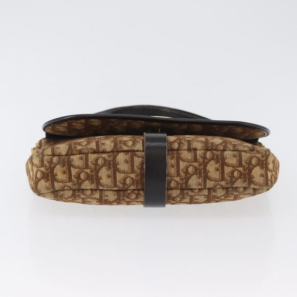 Christian Dior Trotter Canvas Schultertasche Braun Gold Auth 172238